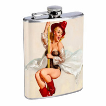 Flask 8oz Stainless Steel Classic Vintage Model Pin Up Girl Design-078 Whiskey - £11.83 GBP
