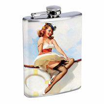 Flask 8oz Stainless Steel Classic Vintage Model Pin Up Girl Design-066 Whiskey - £11.83 GBP