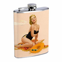 Flask 8oz Stainless Steel Classic Vintage Model Pin Up Girl Design-088 Whiskey - £11.83 GBP