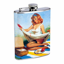 Flask 8oz Stainless Steel Classic Vintage Model Pin Up Girl Design-089 Whiskey - £11.93 GBP