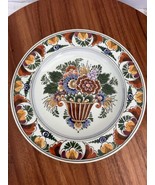 Vtg Delft Polychrome Plate 9.5&quot; Colorful Flowers Holland Handpainted Pla... - $47.80 CAD