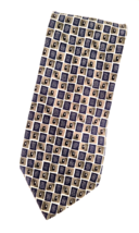 Vintage Principe Men&#39;s Tie 100% Silk Made in Italy Navy Gray White Geometric - £9.29 GBP