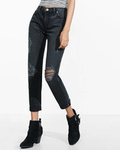 Express Black Faded And Distressed Rigid Girlfriend Jean, size 14, NWT - £47.54 GBP
