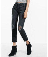 Express Black Faded And Distressed Rigid Girlfriend Jean, size 14, NWT - £47.25 GBP
