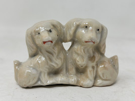 VINTAGE White Luster Ware Pair of Sitting Dogs Figurine Cocker Spaniels - £7.77 GBP