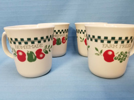 4 Retired Corning Ware Corelle Farm Fresh Coffee Tea Cups Mugs 8 oz Homemade - £26.19 GBP