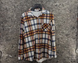 Eden &amp; Olivia Button Yellow Down Shirt Womens Size 2X Plaid - $22.99