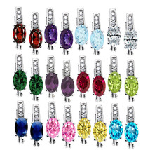 12 Month Birthstones Body Candy Leverback Earrings 14K WG Covered 925 Silver - £20.65 GBP