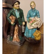 Collectible Vintage WALES OLD MAN and WOMAN Ceramic Figurines, Hand-pain... - $14.01