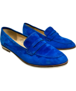 Nine West women&#39;s Blue Suede ALFIE Slip-on Penny Loafers size 8.5M - €32,00 EUR