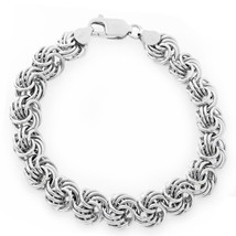 Men/Womens Unique Solid Italy 925 Silver Fancy Swirl Link Italian Bracelet - £80.95 GBP
