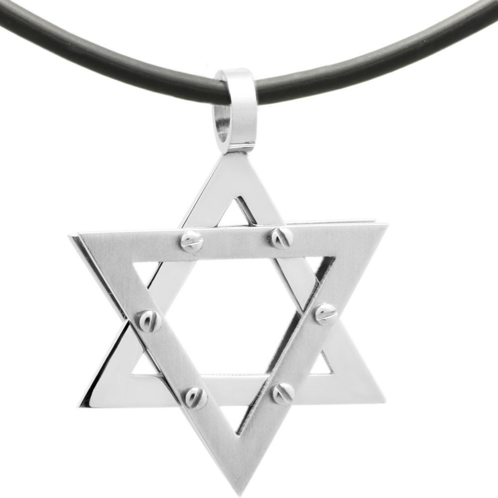 Primary image for Rubber Cord/ Stainless Steel Star of David Judaica Jewish Charm Pendant Necklace