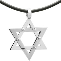 Rubber Cord/ Stainless Steel Star of David Judaica Jewish Charm Pendant ... - £35.43 GBP