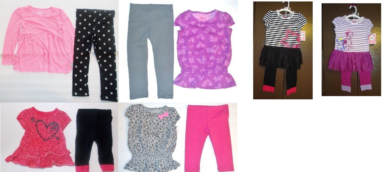 Circo Toddler Girls 2 Piece Outfits Leggings 6 Choices Many Sizes NWT - $11.99
