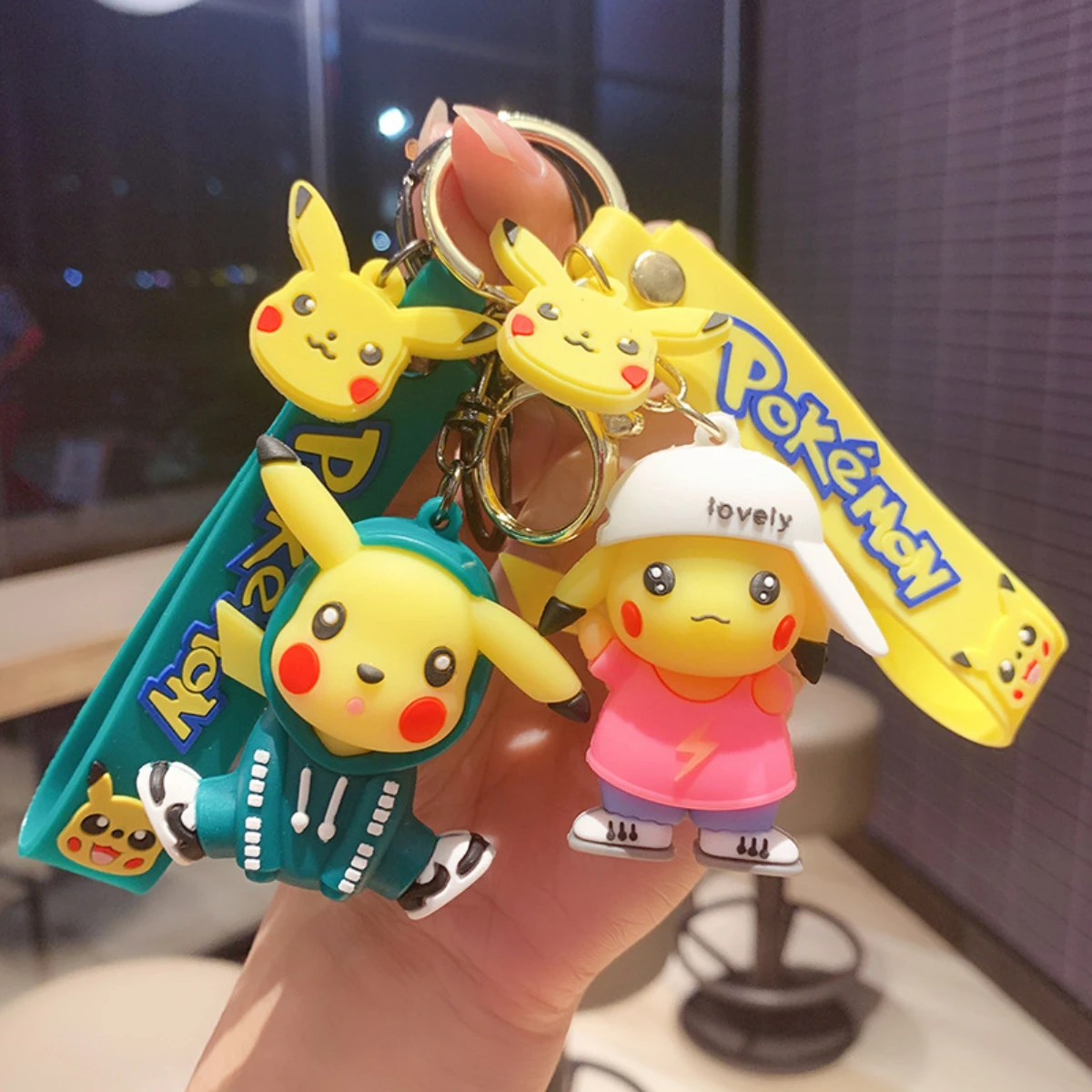 Cute Pikachu Figure Keyrings, Kawaii Pokemon Go Anime Mini Dolls Accessories, - £17.91 GBP