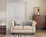 Merax, Beige 60&quot; Modern Sofa Dutch Velvet Upholstered Couch with Solid W... - $830.99
