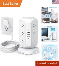 10Ft Flat Plug Surge Protector with 12 AC &amp; 4 USB Ports - Space-Saving D... - $45.00