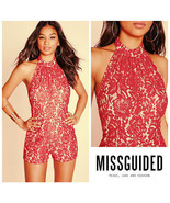 Missguided Lace Openback Halter Sexy Lover Playsuit Romper RedHot Summer... - £23.73 GBP