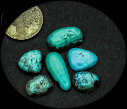 24.0 cwt. Lot of 6 Vintage Morenci Turquoise Cabochons - £99.60 GBP