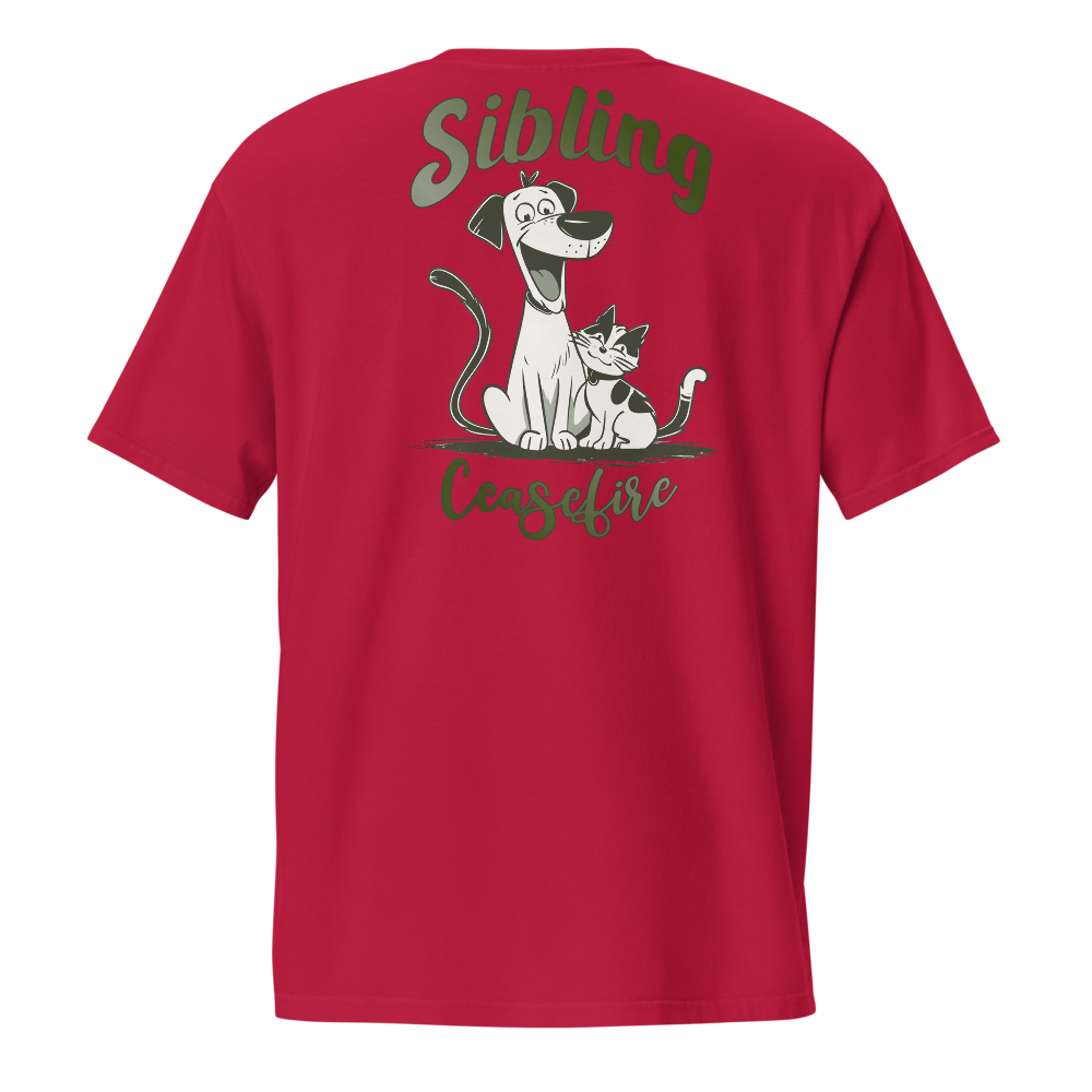 Unisex Garment-Dyed Pocket T-Shirt – Sibling (Back Print, Red) Item image 3