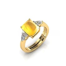 SAPPHIRE RING 7.25 Carat PUKHRAJ RING Gold Plated Adjustable Ring Gemsto... - £49.51 GBP
