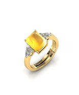 SAPPHIRE RING 7.25 Carat PUKHRAJ RING Gold Plated Adjustable Ring Gemsto... - £47.19 GBP