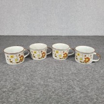 4 VTG Lunch Mates Mugs Spring Cultura Collection Flowers 70s Wide Soup C... - $25.88