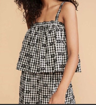 Lou &amp; Grey NWT $70 Gingham Floral Cropped Cotton Tank Size Small - £15.13 GBP