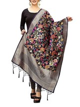 Banarsi Dupatta Chunni in-fashion Silk ethnic Women embroidery Petal Navy Blue - £29.55 GBP