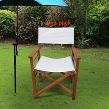 Folding Chair Wooden Director Chair Canvas 2pcs - £101.39 GBP