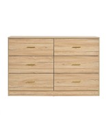 Modern Natural 6-Drawer Dresser - Wide Bedroom Chest, Sturdy, Safe - $292.42 CAD