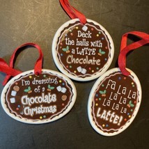 Chocolate Lovers Ceramic Ornaments Set 3 I’m Dreaming Of A Chocolate Christmas D - £5.92 GBP