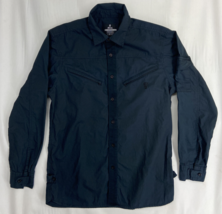 Hot Air Sz M Embroidered Logo Men&#39;s Black Long Sleeve Button Dress Carrier Shirt - £9.10 GBP