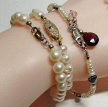 3 Piece Bundle Pack Lot Sterling Silver Pearl Knotted In Between Bracelets - £33.47 GBP