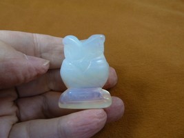 (Y-BIR-OW-574) little white Opalite OWL BIRD gemstone STONE figurine OWL... - $18.69