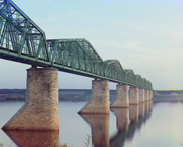 Trans-Siberian Railway bridge over Kama River at Perm Russia 1910 Photo Print - £6.96 GBP+