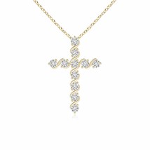 ANGARA 0.2 Ctw Natural Diamond Cross Pendant Necklace in 14K Gold (Grade-HSI2) - £369.34 GBP