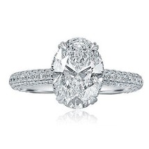 GIA 2.23Ct E VVS2 Oval Lab Grown Diamond Engagement Ring 18k White Gold 3.33 TCW - £4,256.97 GBP