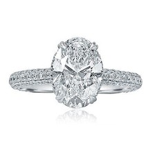 GIA 2.23Ct E VVS2 Oval Lab Grown Diamond Engagement Ring 18k White Gold 3.33 TCW - £4,231.03 GBP