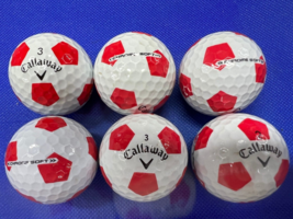 6 Callaway Red/ White Truvis Chrome Soft Near Mint AAAA Used Golf Balls - £10.58 GBP