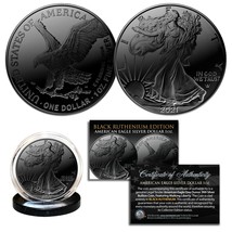 2021 Black Ruthenium 1 Troy Oz 999 Silver American Eagle Coin - Type 2 - £66.46 GBP