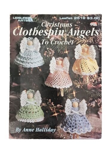 Leisure Arts Christmas Clothespin Angels 1994 Crochet Anne Halliday Book  2518 - $5.81