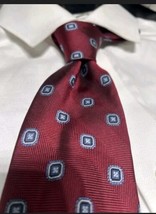 346 Brooks Brothers Neck Tie Mens Pure Silk Red Gray Square ✓ Stain Resi... - $624.84 MXN