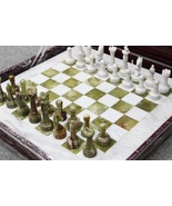 24 Inch Handmade White &amp; Green Marble Chess Board Classic Strategy Game ... - £770.65 GBP