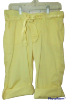 Lee Women 6 One True Fit Yellow roll cuff hem convertible crop capri pants - £7.74 GBP