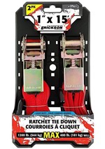 1" X 15' 1,200 Lb. Polyester Ratcheting Tie Downs, 2 Pack, Red, Erickson 34401 - $17.86