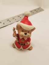 Homco Porcelain Christmas Bear Figurine - #5600 - 3.5” Red Hat Santa Suit &amp; Bag - £3.79 GBP