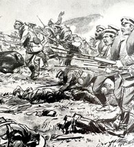 Russian Infantry Soldiers Advancing Austrians Under Fire WW1 Print 1917 SmDwC5 - £23.50 GBP