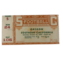 October 22, 1949, Football ticket Oregon vs Southern California at LA Coliseum - £23.56 GBP