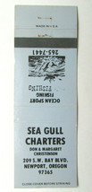 Sea Gull Charters - Newport, Oregon Ocean Sport Fishing 20Strike Matchbook Cover - £1.12 GBP